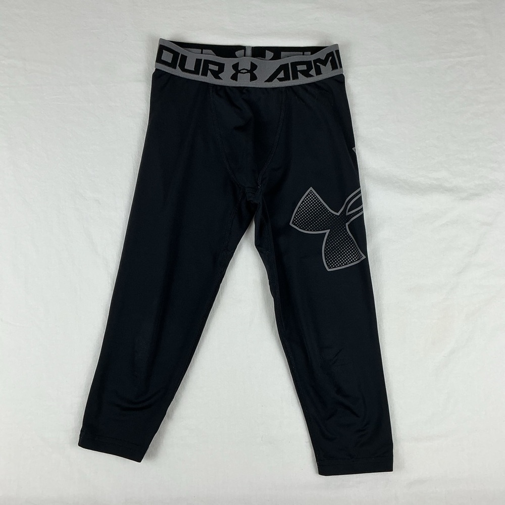 Under Armour Youth Small Black Compression Leggings Heat Gear